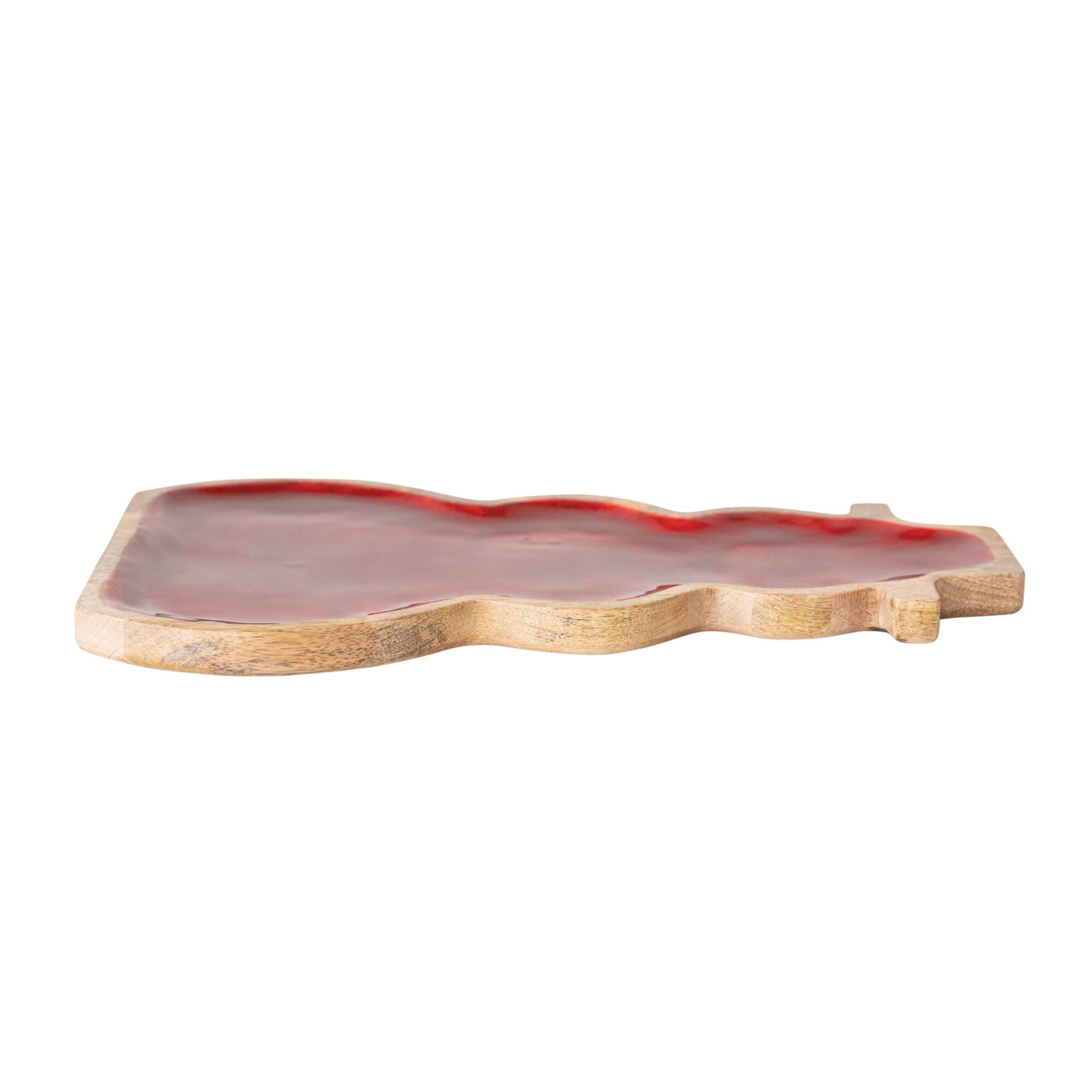 Hello Honey® 16" Red Enameled Mango Wood Snowman Shaped Tray